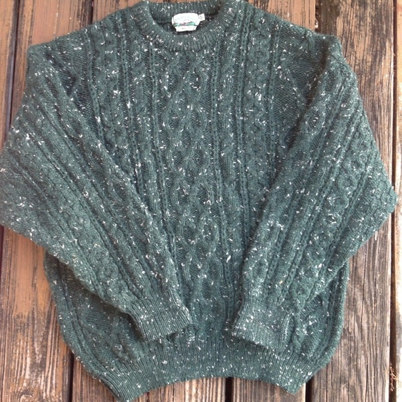 Vintage Other - Vtg Aran Crafts Chunky Cable Wool Sweater M Forest